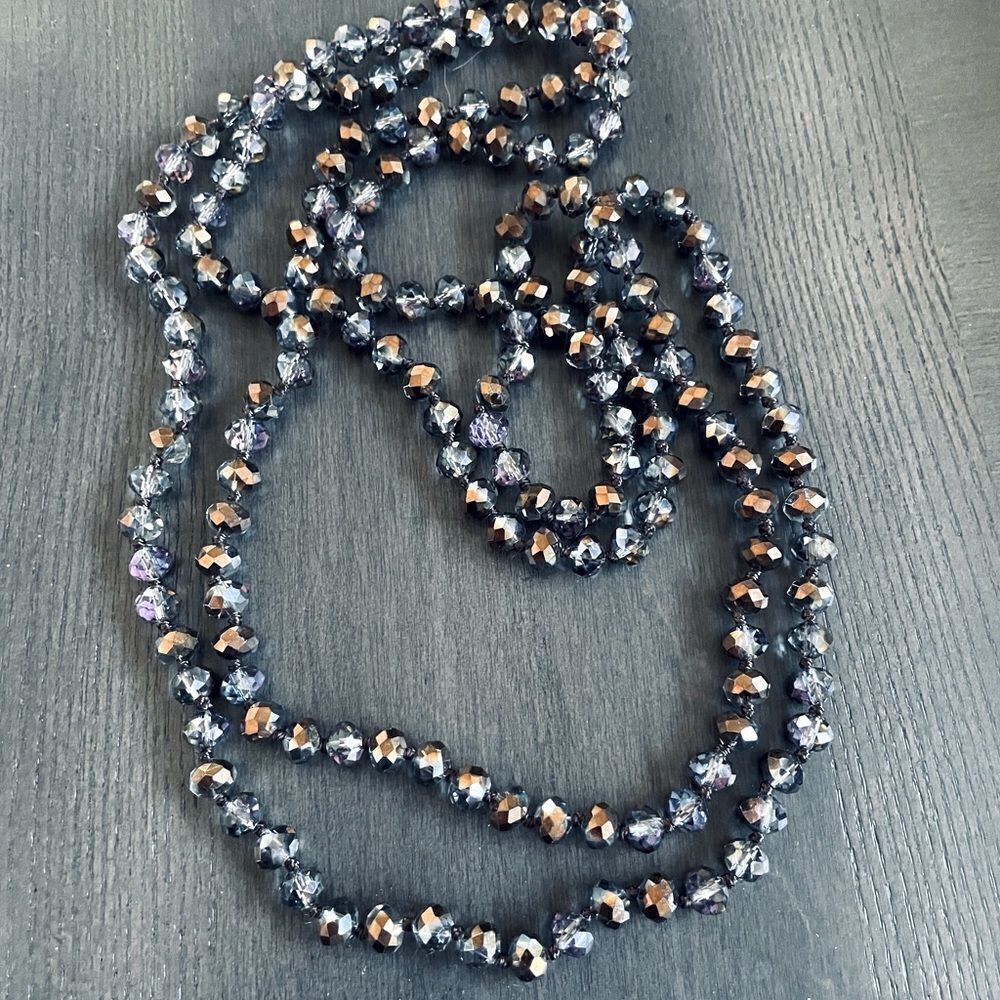 Sparkling Crystal Gray Brown Tone Bead Necklace